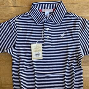 The Beaufort Bonnet Company Blue and White Striped Polo